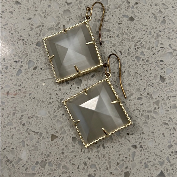 Rare retired Kendra Scott Cleo Drop Earrings in the Slate Cat's Eye stone - Picture 4 of 5